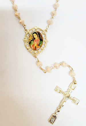 Our Lady of Guadalupe Crystal Peach Rosary