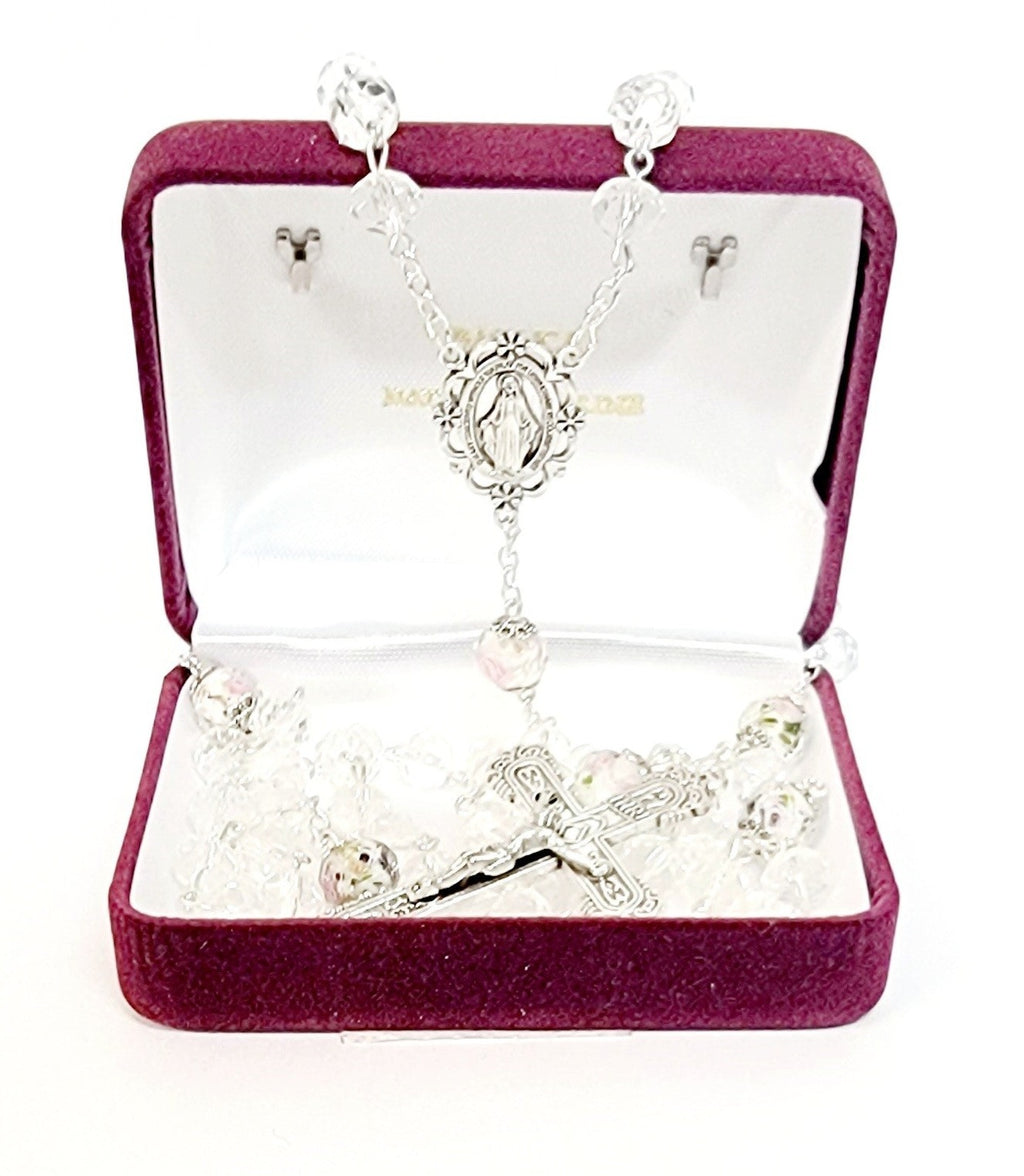 Miraculous Clear Floral Crystal Rosary