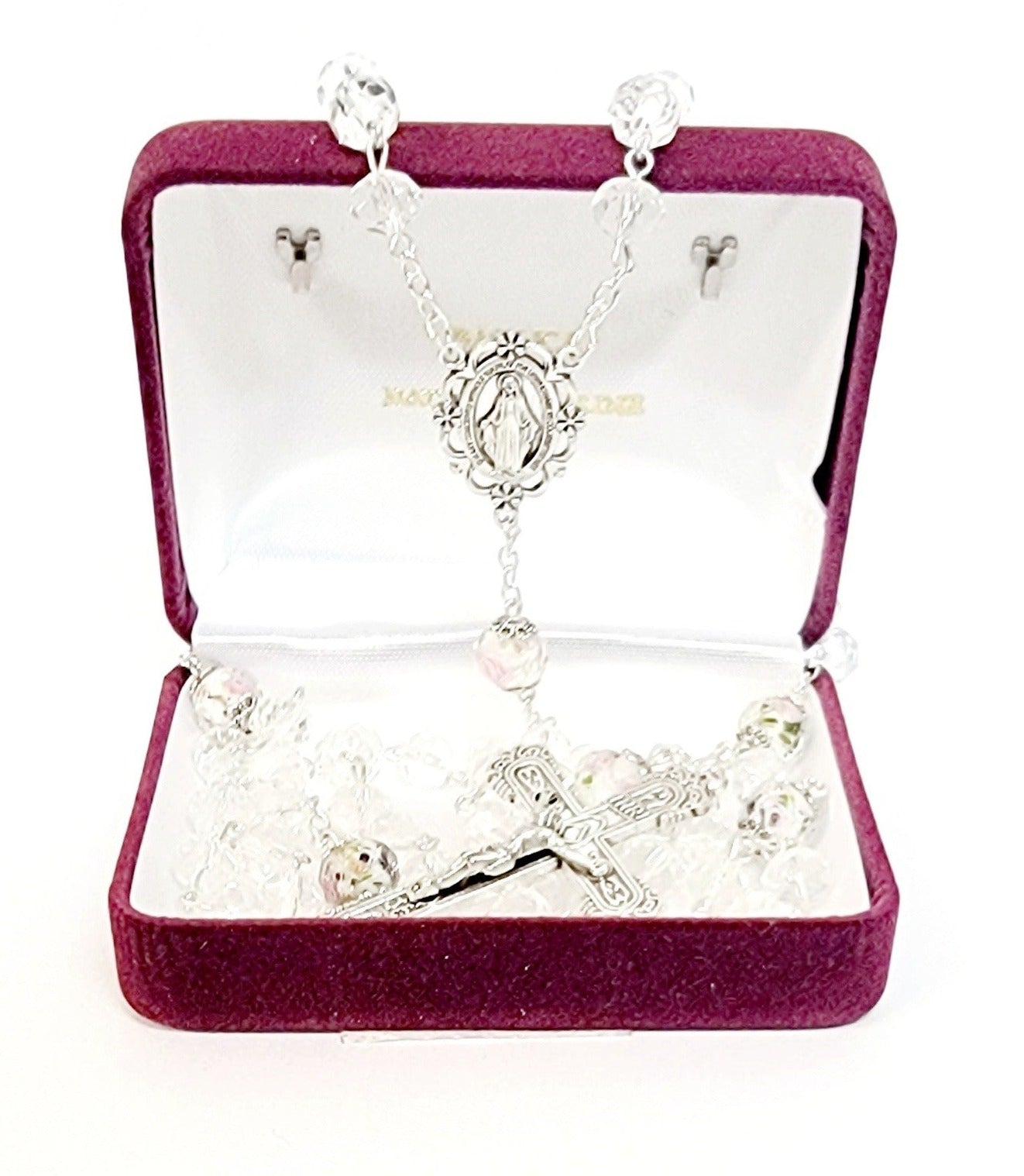 Miraculous Clear Floral Crystal Rosary