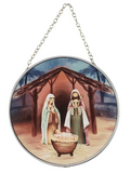 6" Holy Family in Creche Sun Catcher