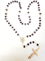 Purple Rose Gold Miraculous Crystal Rosary
