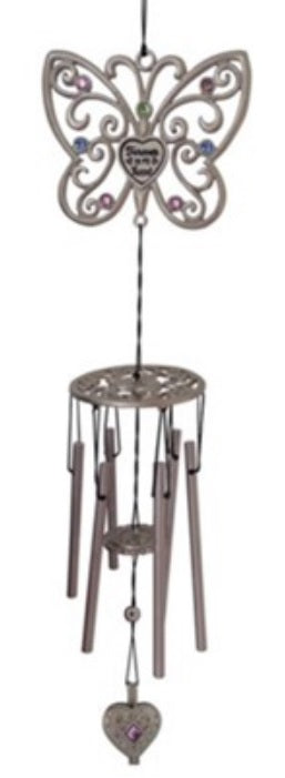 Forever in My Heart Butterfly Memorial Wind Chime with Ashe Vial
