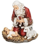5" Kneeling Santa with Baby Jesus Statue