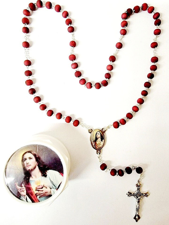 Rose Wood Scented Rosary with Case (MORE SAINTS)