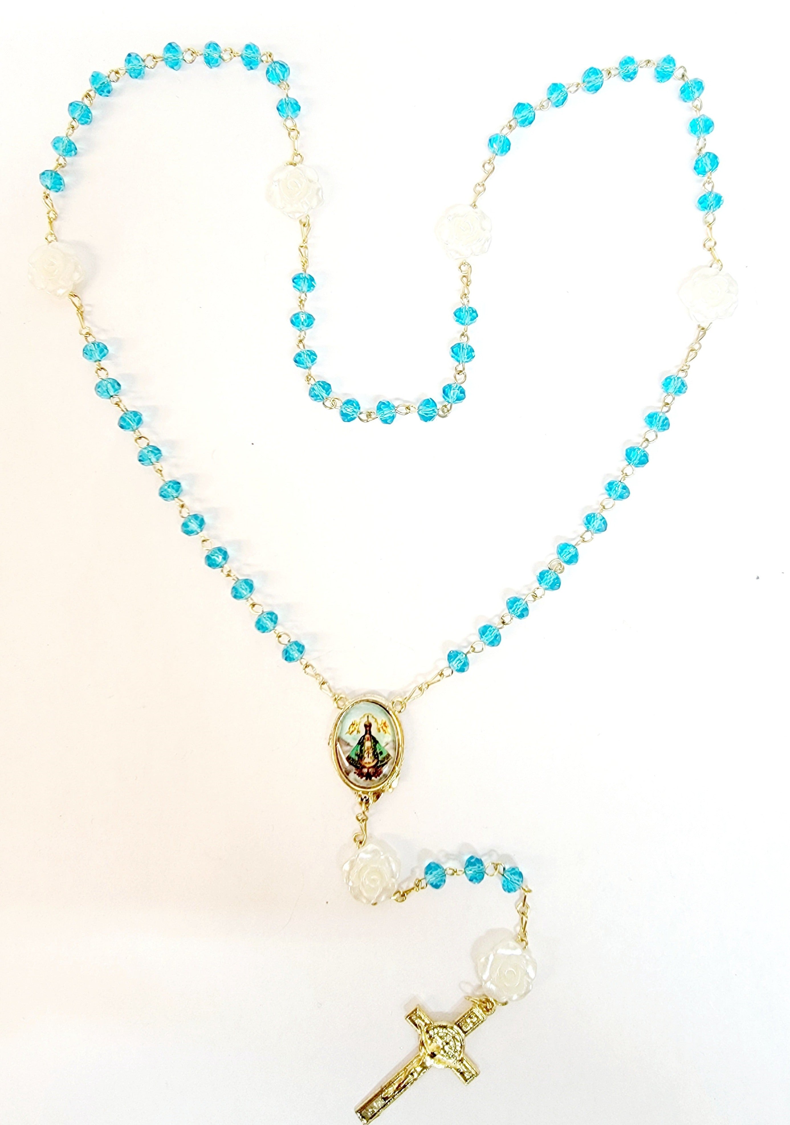 Rose Bead Rosary (MORE SAINTS)