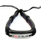 I Love Jesus Leather Bracelet (MORE COLORS)