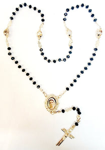 Blessed Mother Crystal Dark Midnight Blue Rosary