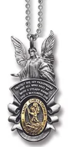 Car Charm Guardian Angel with Saint Christopher