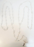 Silver Crystal Bead Rosary Wedding Lasso