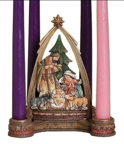 6.25" Advent Nativity With Arch Candle Holder