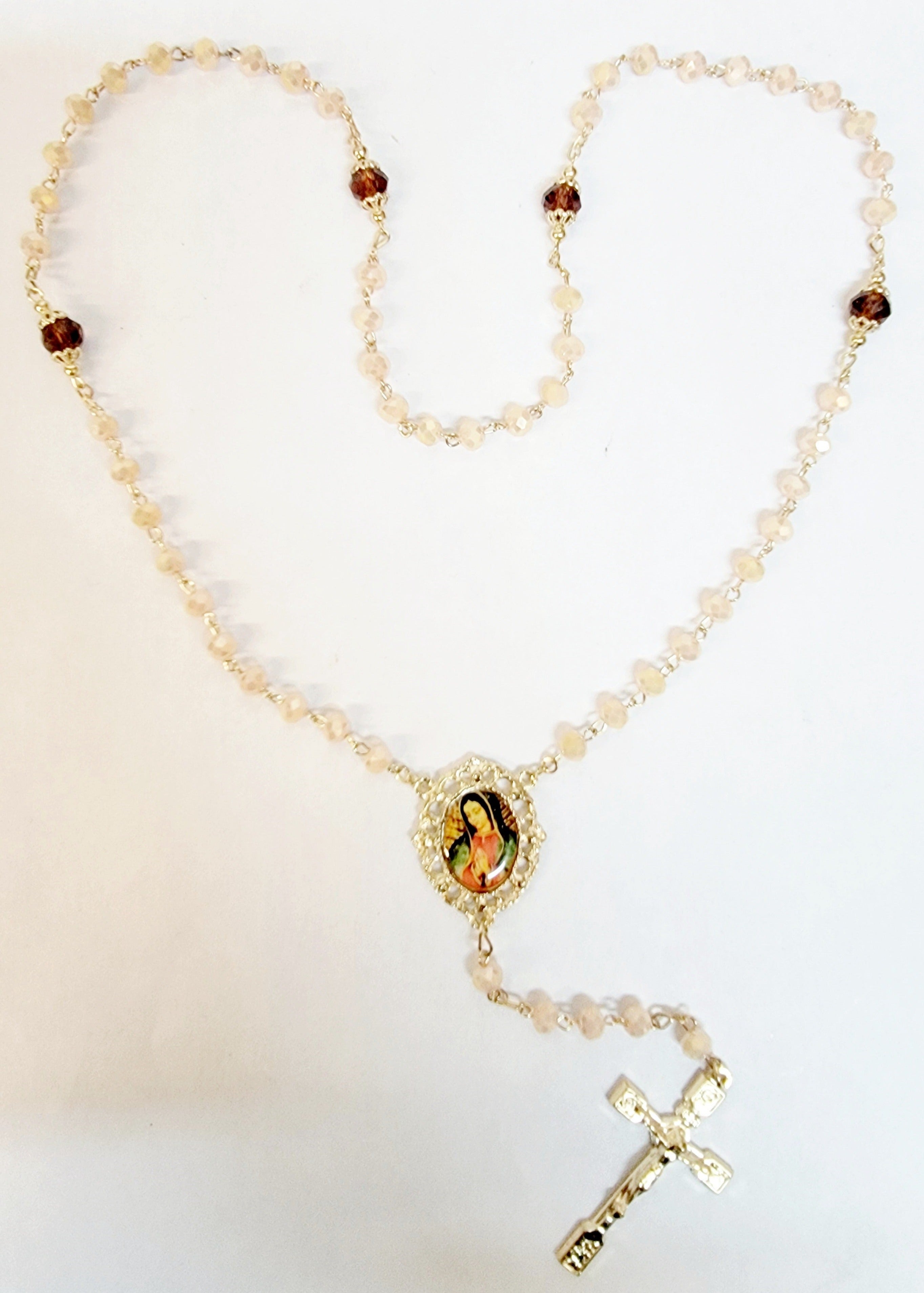 Our Lady of Guadalupe Crystal Peach Rosary
