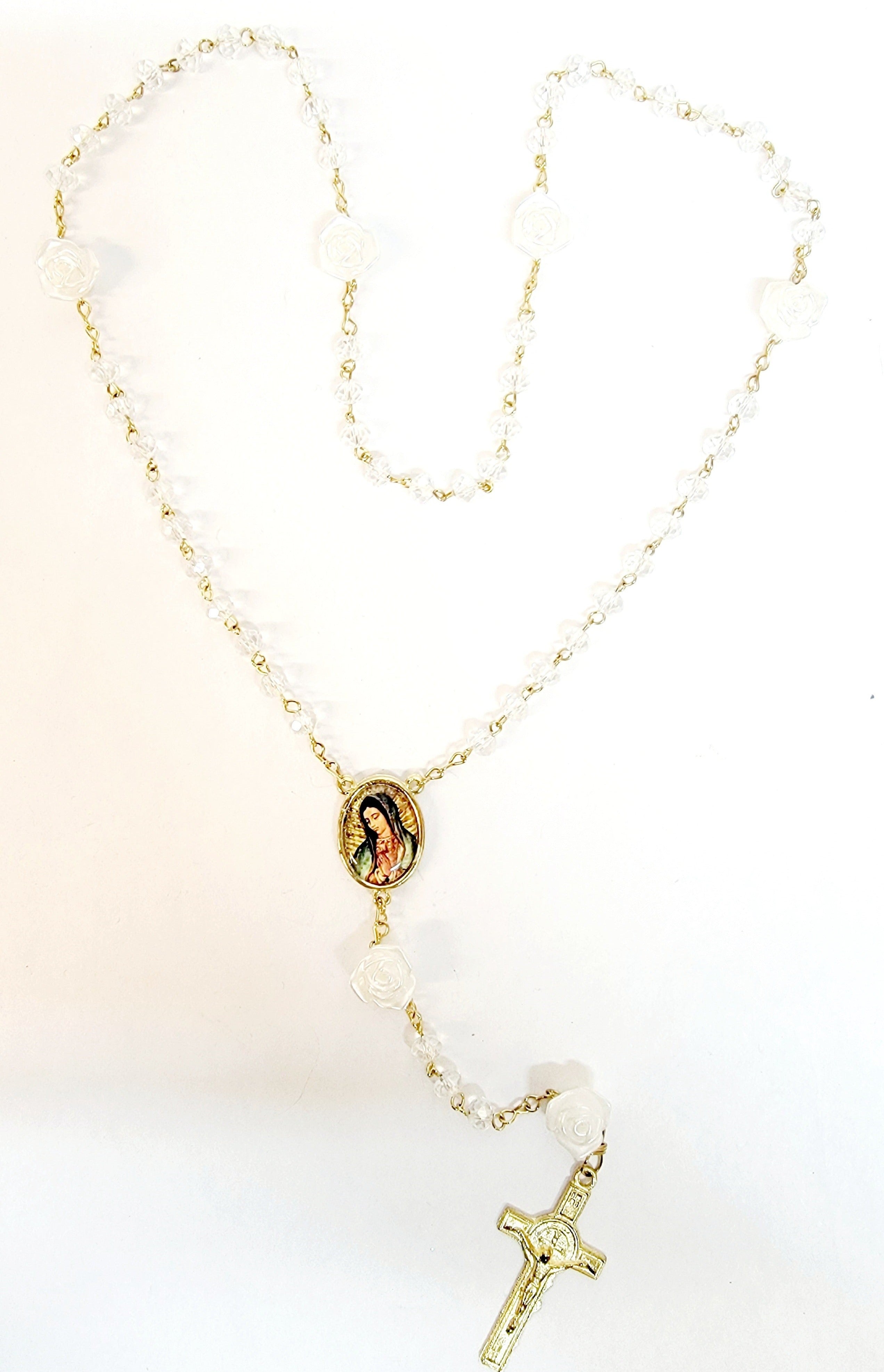 Rose Bead Rosary (MORE SAINTS)