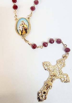 Our Lady of Mount Carmel Brown Crystal Rosary