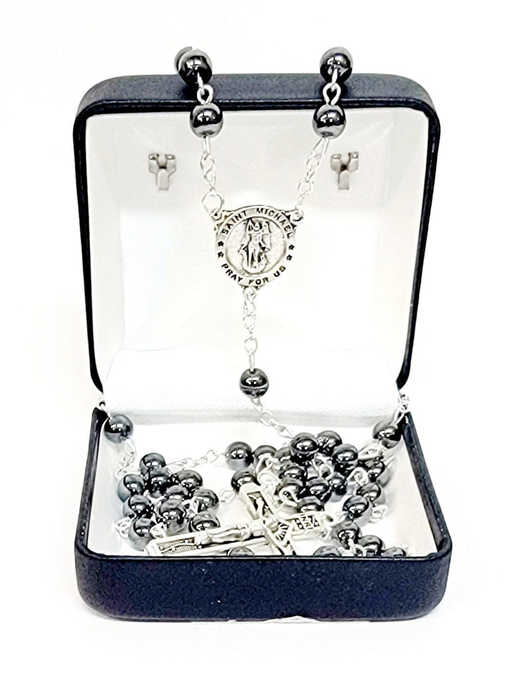 Saint Michael Hematite Rosary