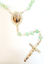 Saint Joseph Crystal Green Rosary