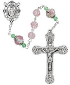 Miraculous Pink Floral Crystal Rosary
