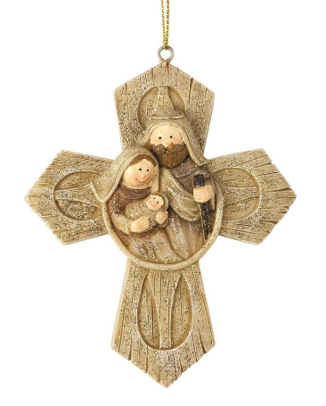 4" Holy Family Cross Ornament
