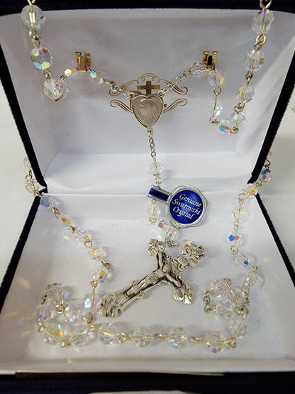 Sterling Silver Swarovski Crystal Rosary 6mm