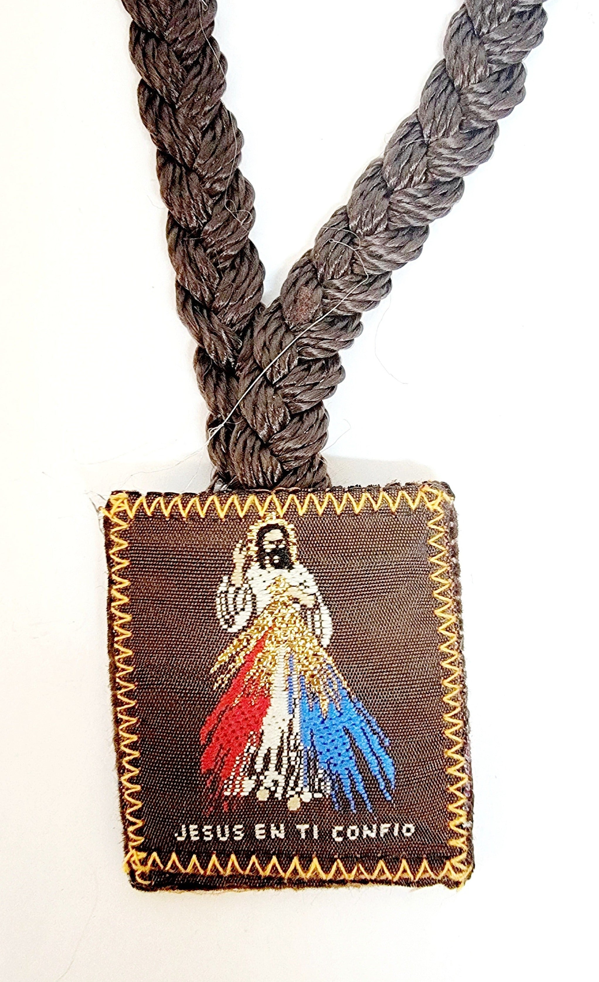 Large Our Lady of Guadalupe with Divine Mercy Braided Cloth Scapular