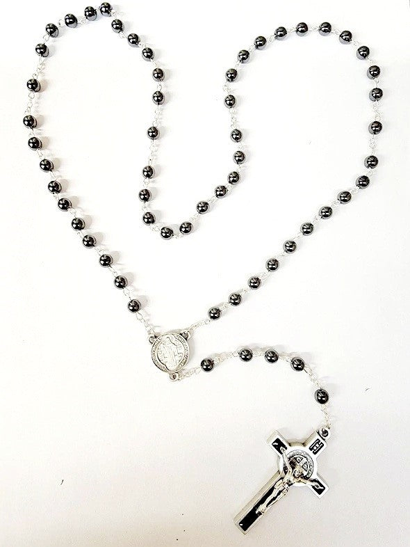 Hematite Saint Benedict Rosary