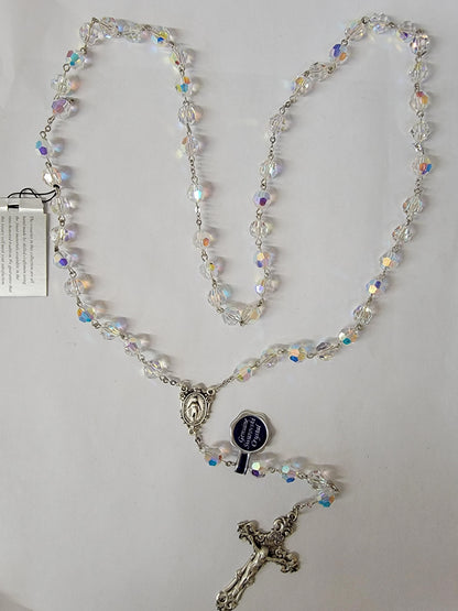 Miraculous Sterling Silver Swarovski Crystal Rosary 8mm