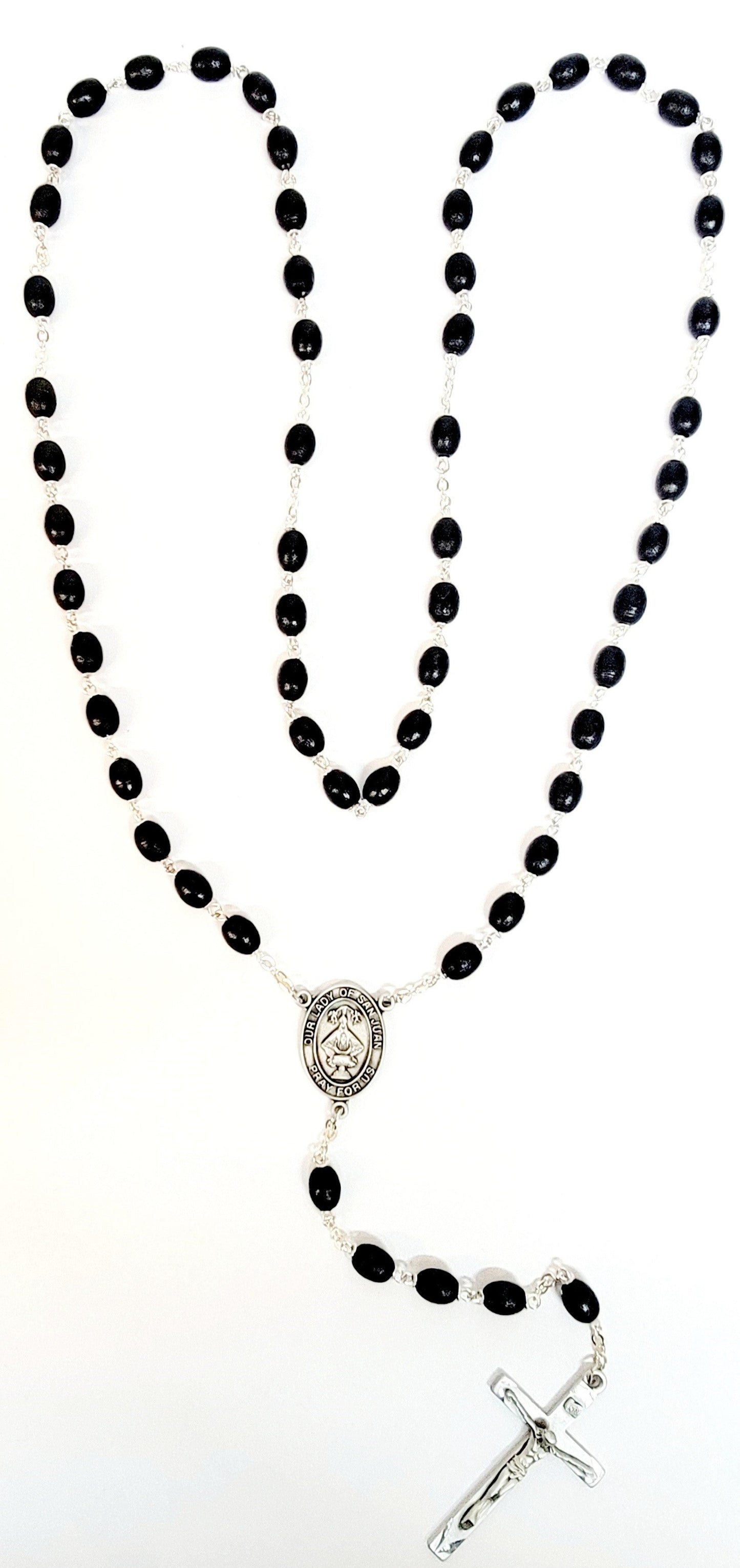 Our Lady of San Juan 7mm Black Wood Rosary