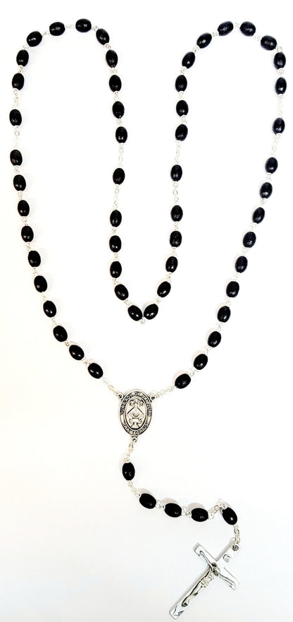 Our Lady of San Juan 7mm Black Wood Rosary
