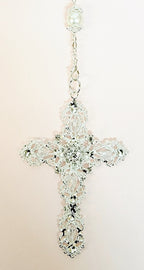 Silver Pearl and Crystal Bead Rosary Wedding Lasso