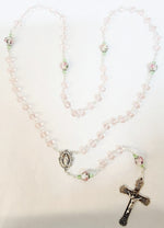 Miraculous Pink Floral Crystal Rosary