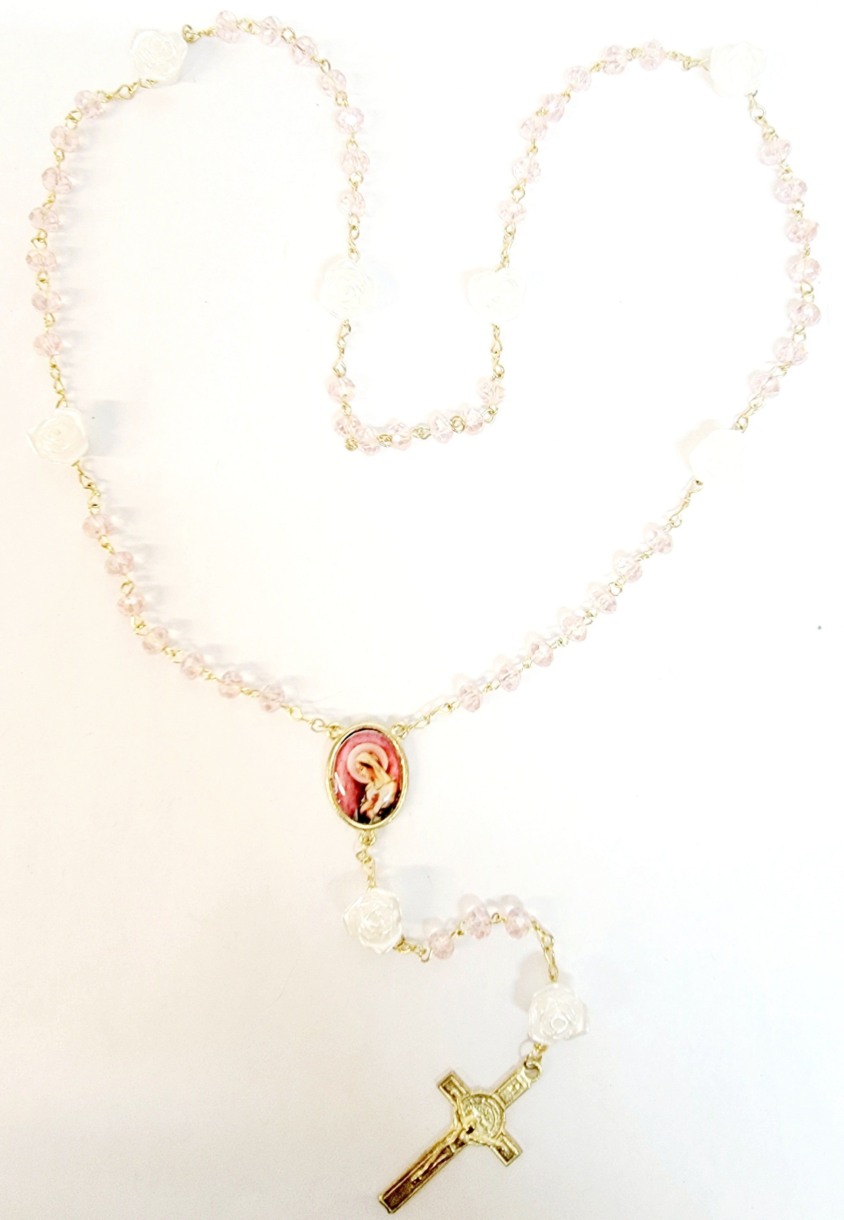 Rose Bead Rosary (MORE SAINTS)