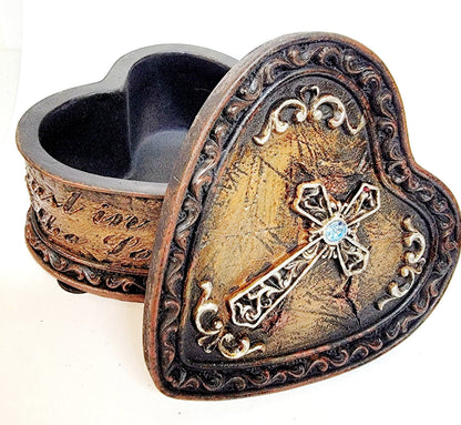 Heart with Cross Trinket Box