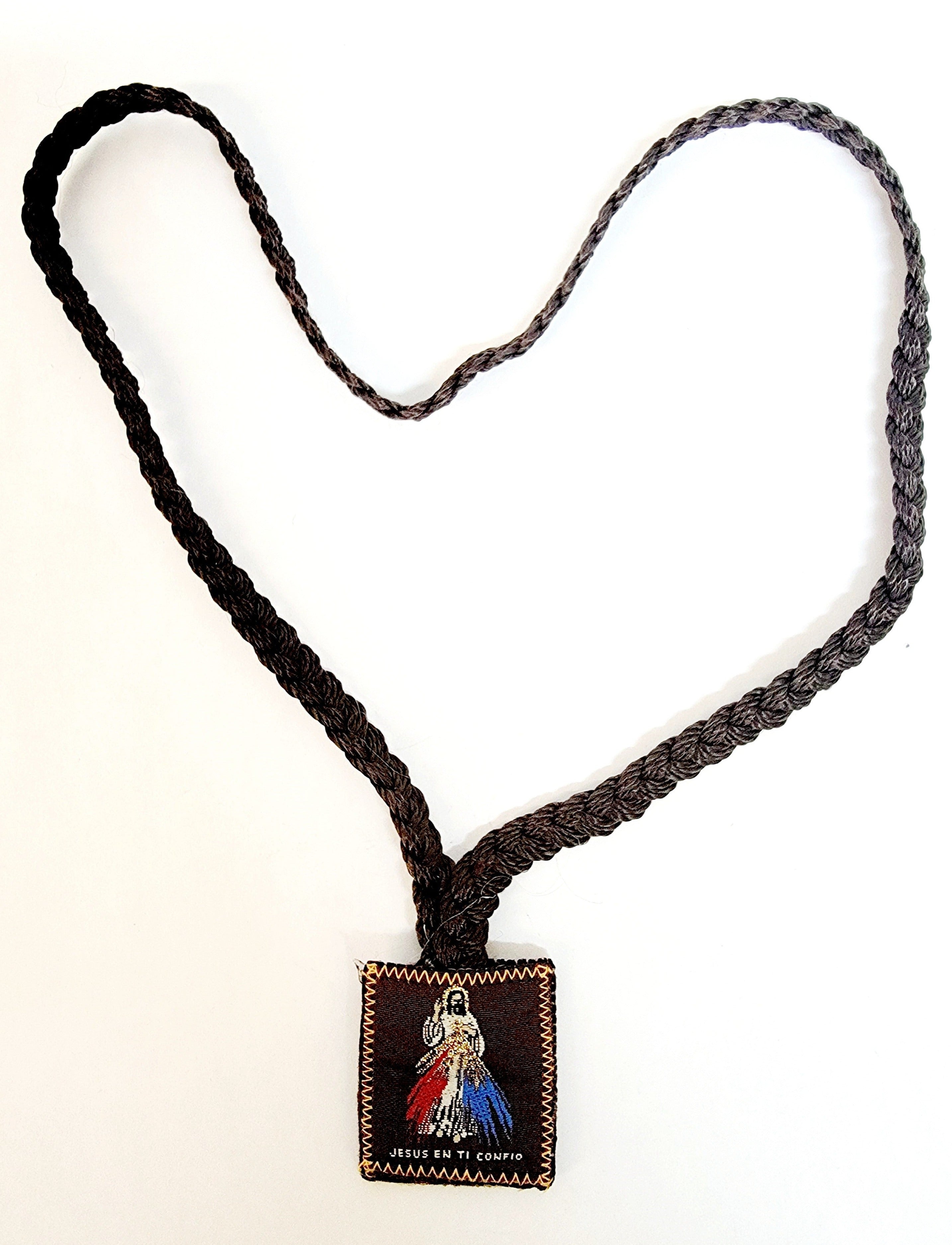 Large Our Lady of Guadalupe with Divine Mercy Braided Cloth Scapular