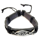 Jesus Fish Leather Bracelet (MORE COLORS)