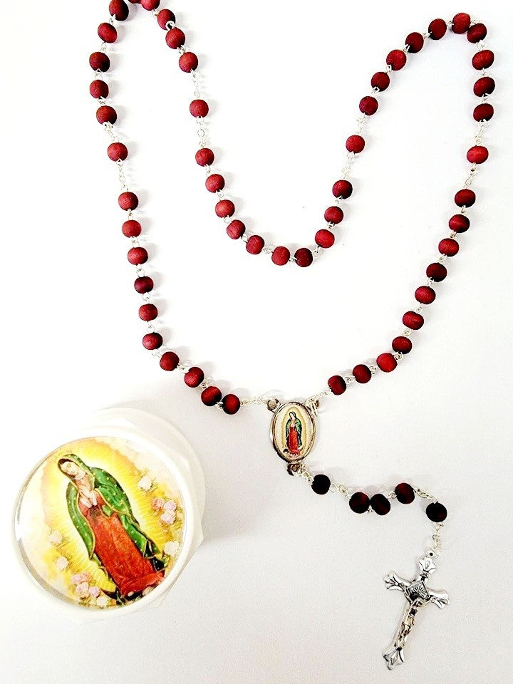 Rose Wood Scented Rosary with Case (MORE SAINTS)
