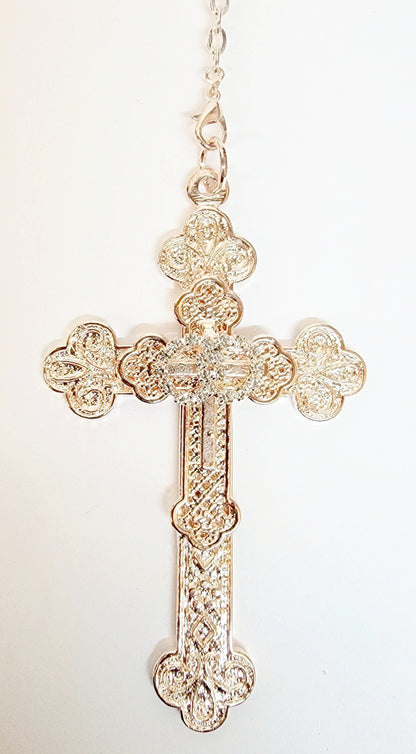 Rose Gold Crystal Bead Rosary Wedding Lasso