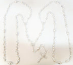 Silver Pearl and Crystal Bead Rosary Wedding Lasso