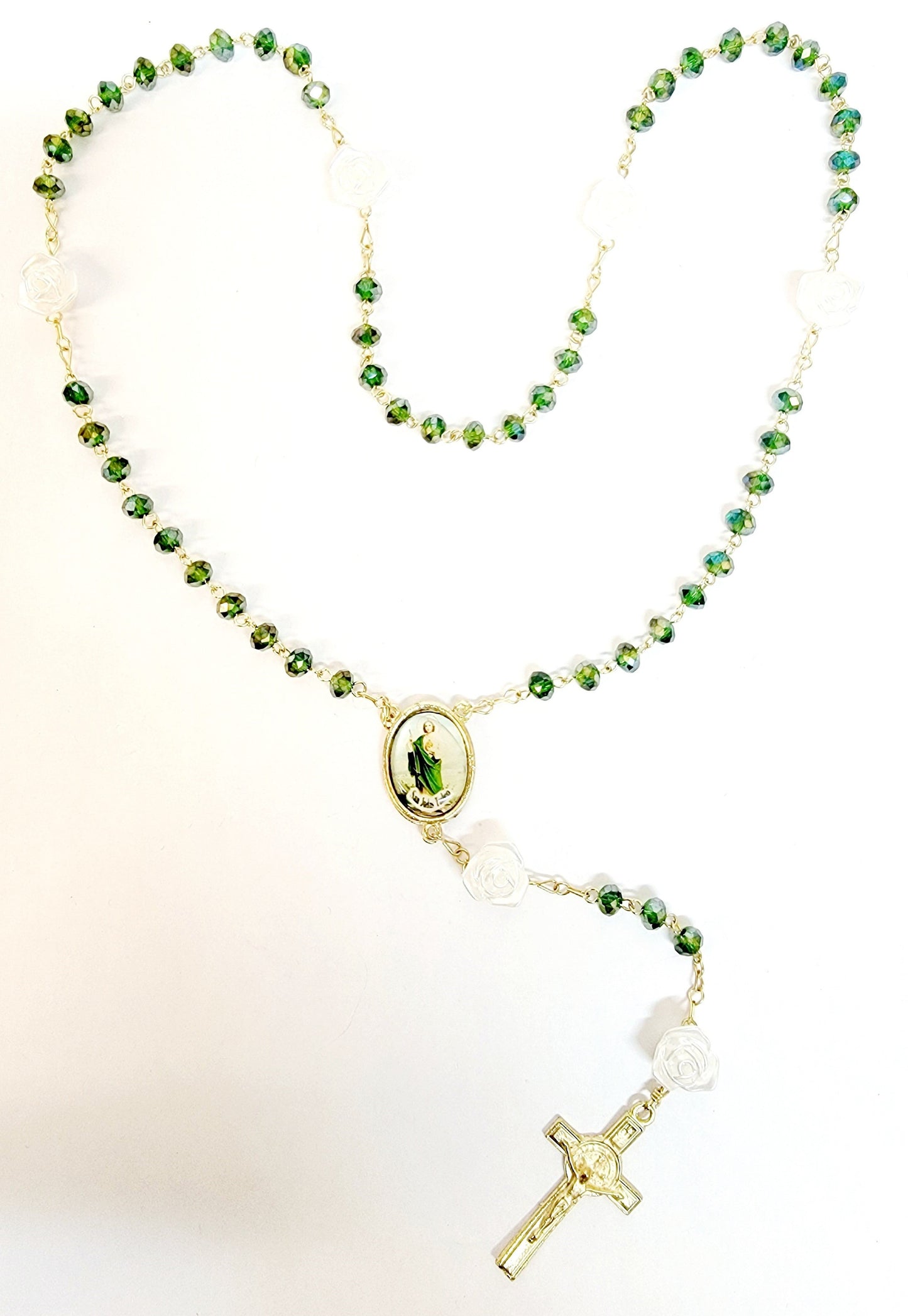Rose Bead Rosary (MORE SAINTS)