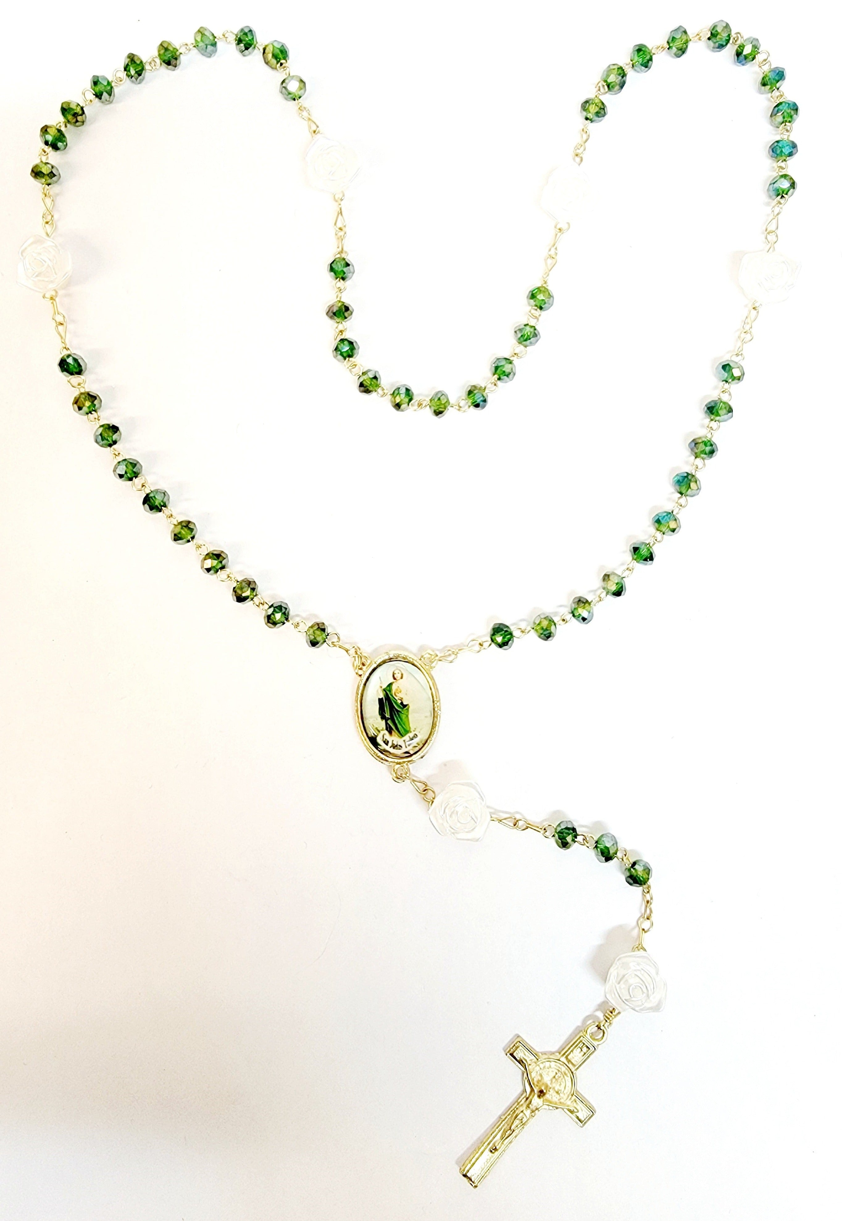 Rose Bead Rosary (MORE SAINTS)