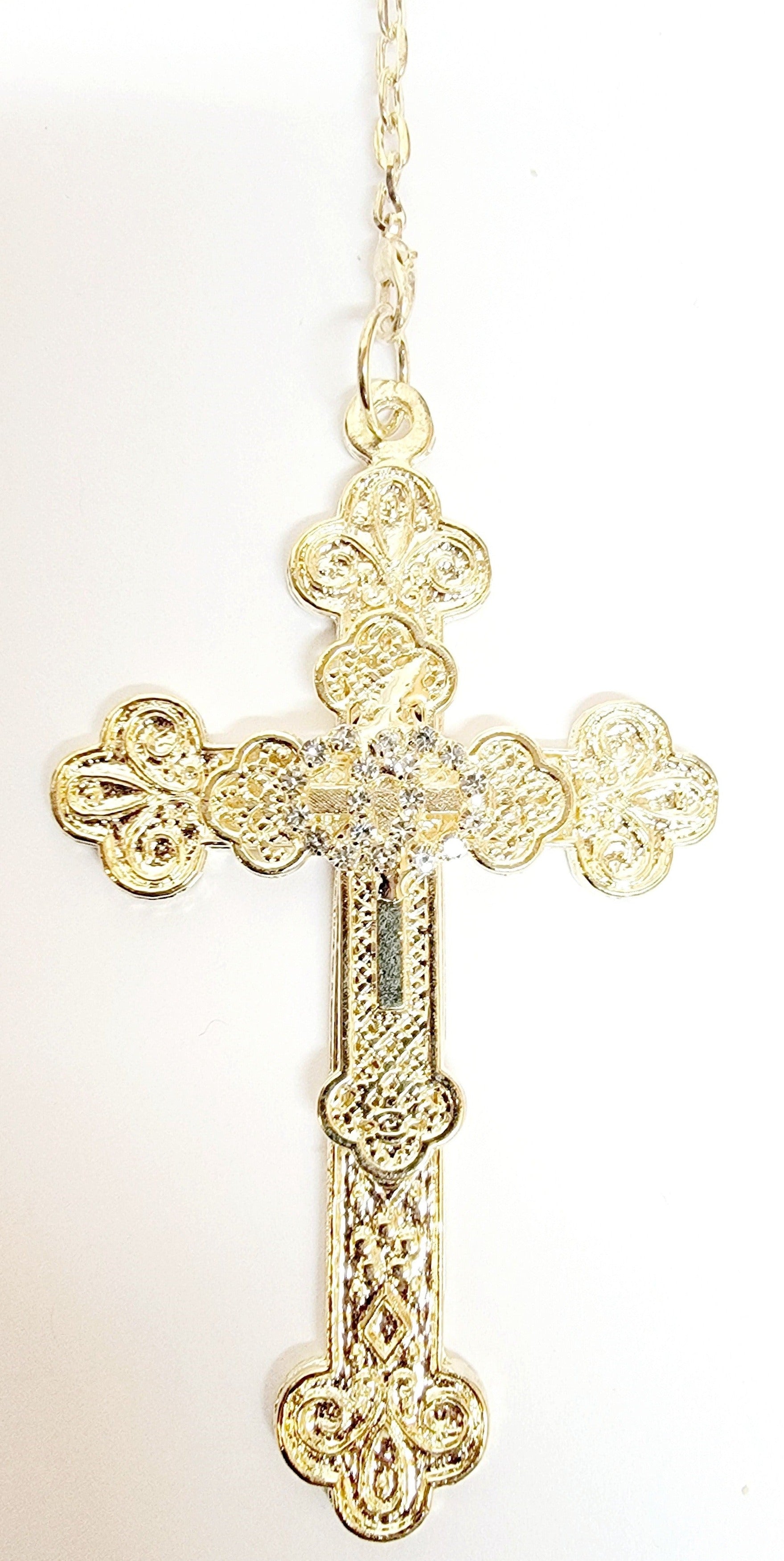 Gold Crystal Bead Rosary Wedding Lasso