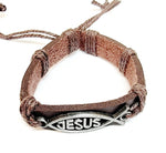 Jesus Fish Leather Bracelet (MORE COLORS)