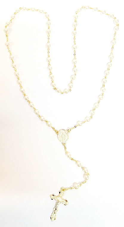 Miraculous Two Tone Pearl Rosary