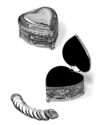 Heart Shaped Wedding Box with Coins