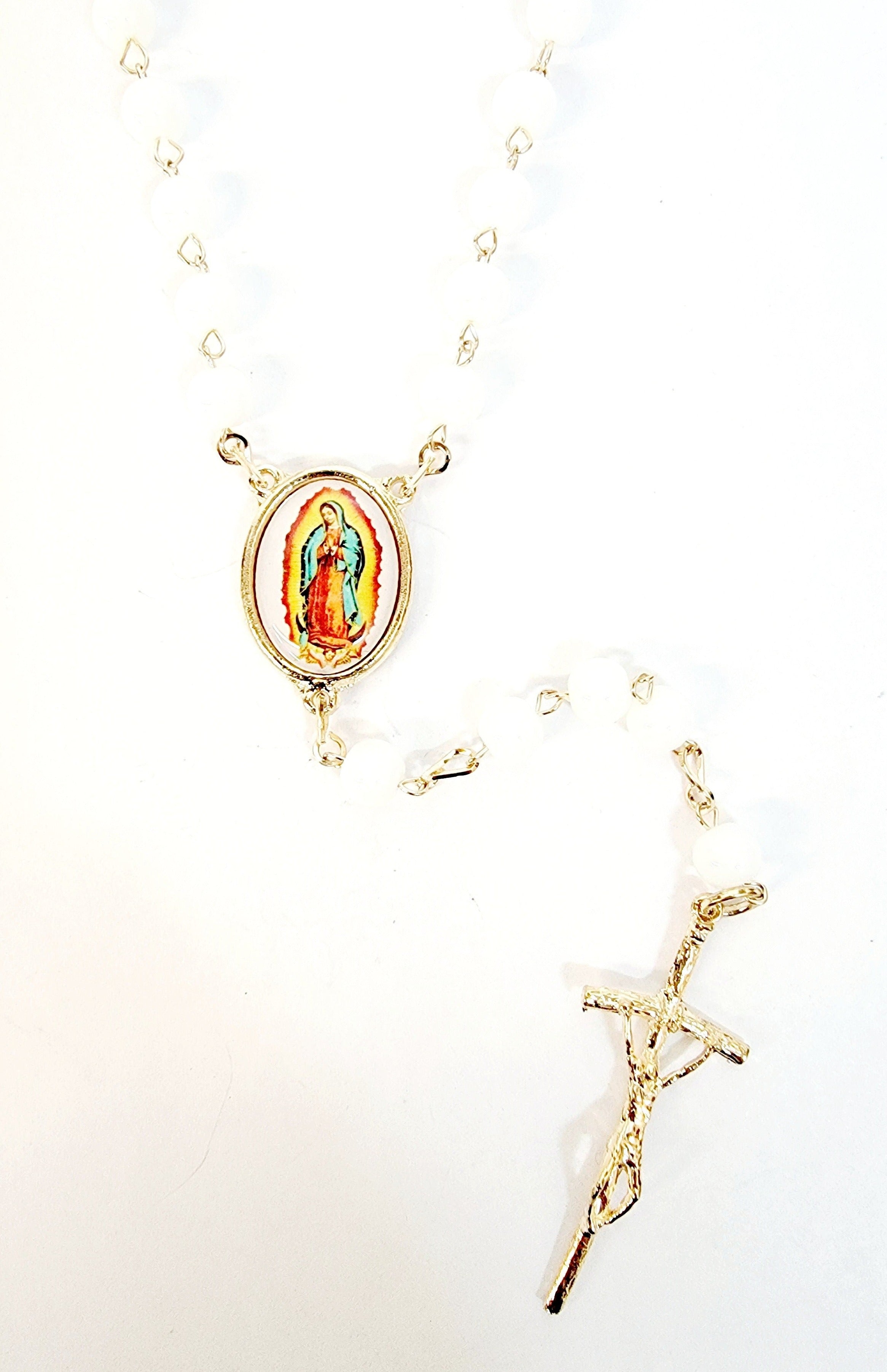 Our Lady of Guadalupe White Pearl Rosary