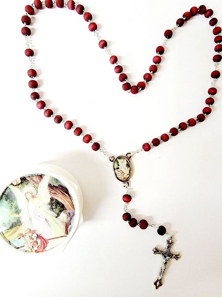 Rose Wood Scented Rosary with Case (MORE SAINTS)