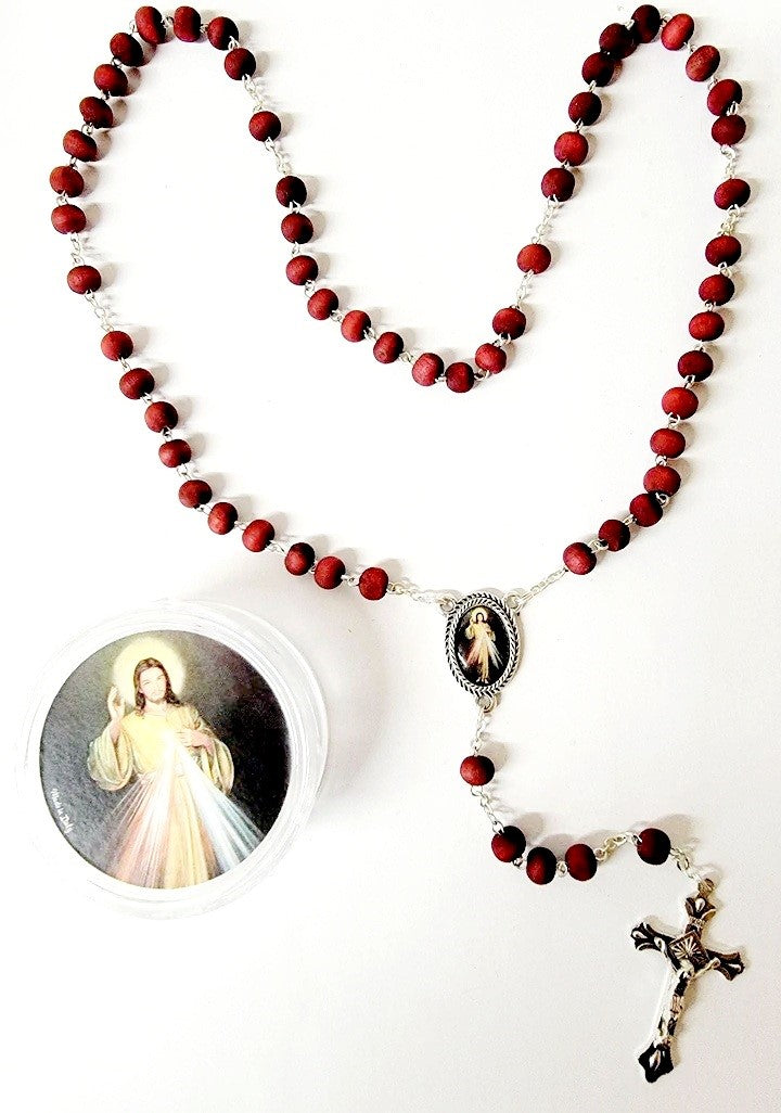 Rose Wood Scented Rosary with Case (MORE SAINTS)