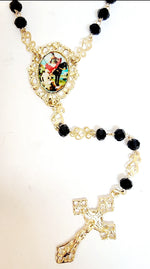 Our Lady of Guadalupe with Saint Martin of Tours Crystal Black Rosary