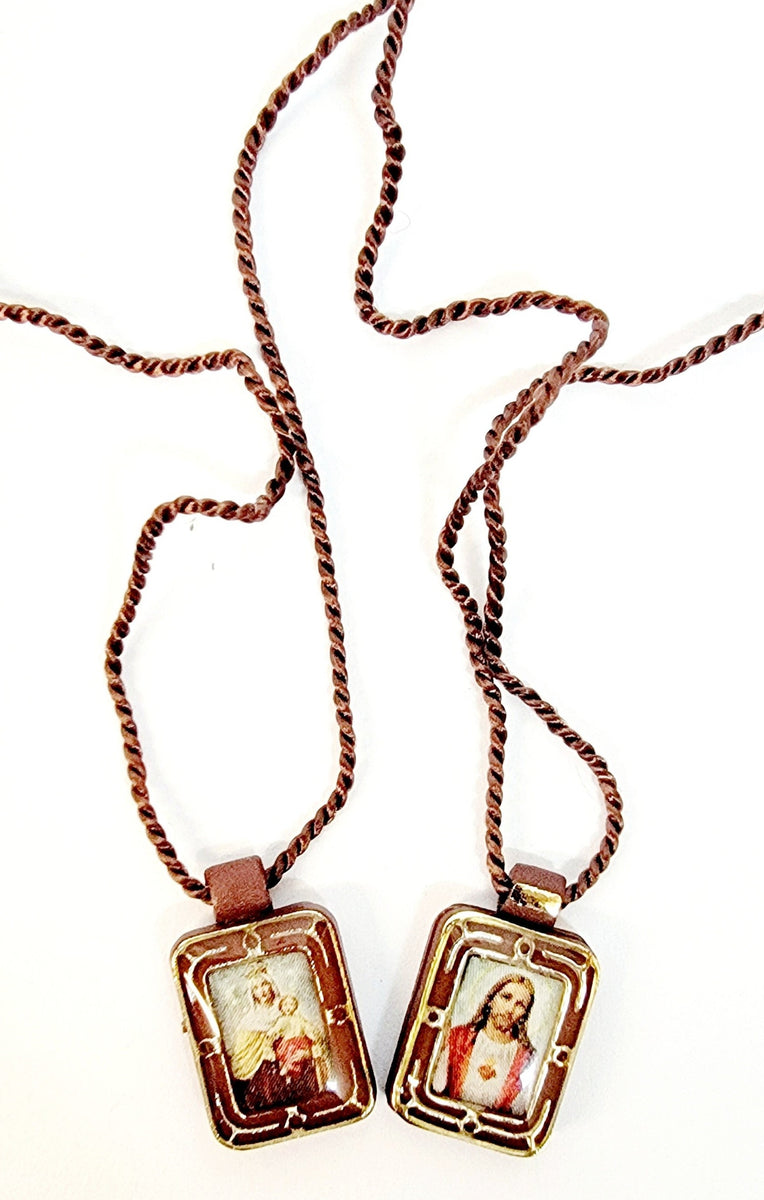 Sacred Heart of Jesus with Mount Carmel Plastic Scapular San Juan