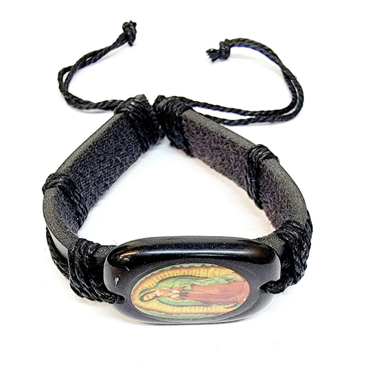 Our Lady of Guadalupe Leather Bracelet
