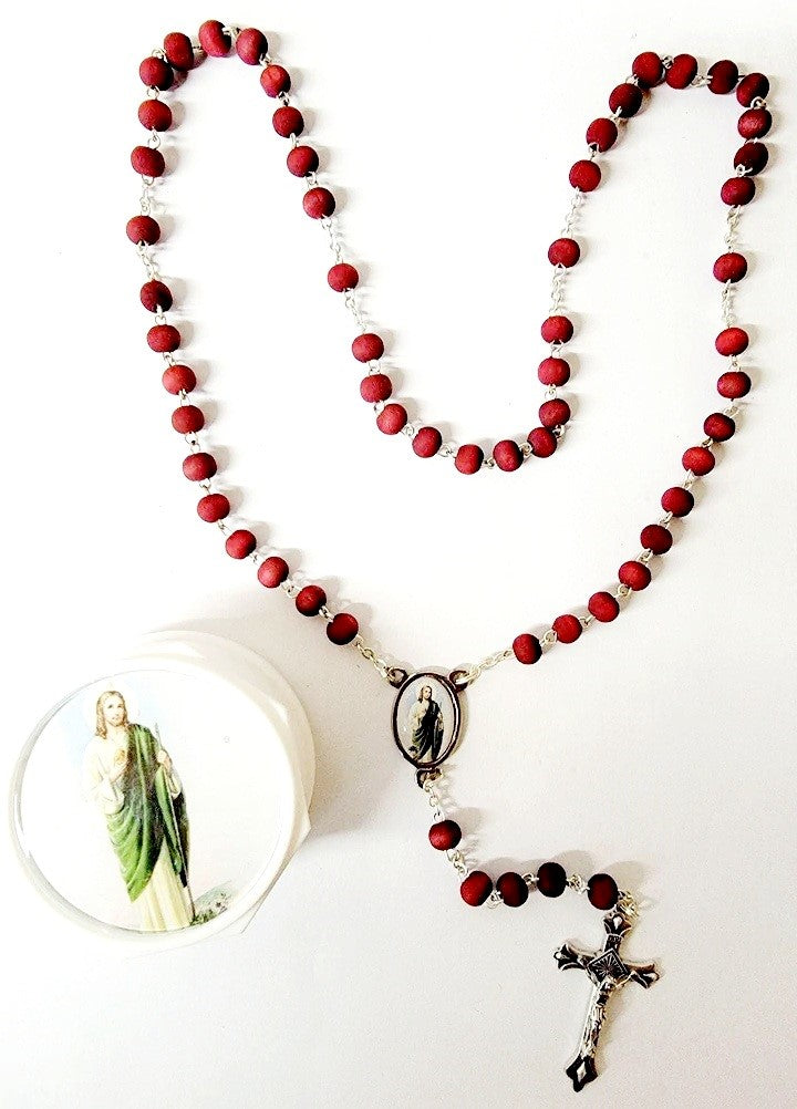 Rose Wood Scented Rosary with Case (MORE SAINTS)