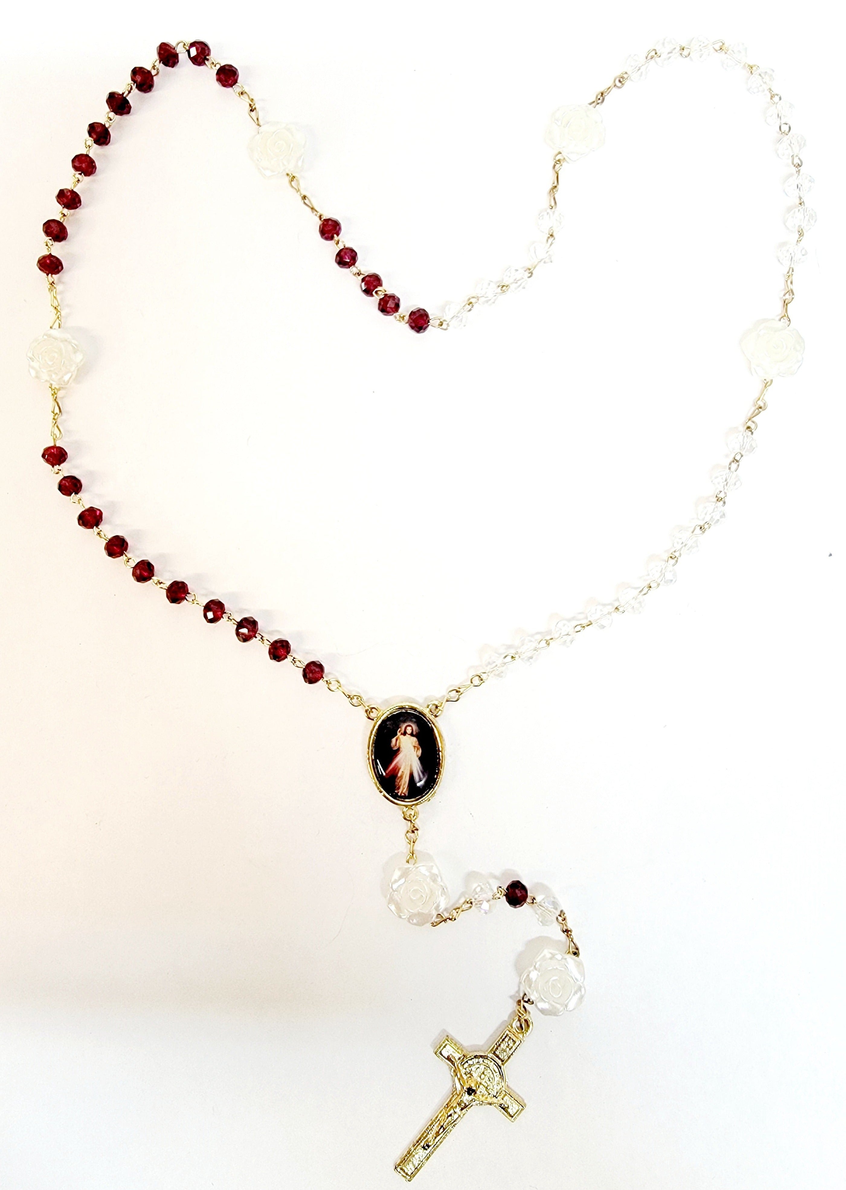 Rose Bead Rosary (MORE SAINTS)